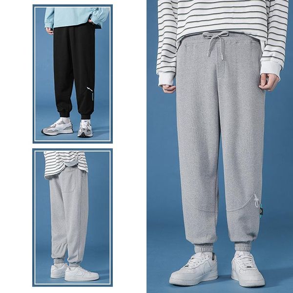 

men's pants drawstring sweatpants mens casual bondage loose trousers man women jogger track pant outdoor fitness clothing solid color, Black