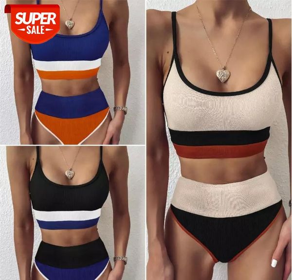 

Vintage Patchwork Bikini 2021 Two Piece Suit Swimsuit Female High Waist Swimwear Sports Bathing Suit Women Beach Wear Bikini #bH8V, White;black