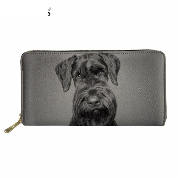 

wallets funny dog schnauzer print long pu leather wallet for women men brand design holder fashion zipper purse murse sumka, Red;black