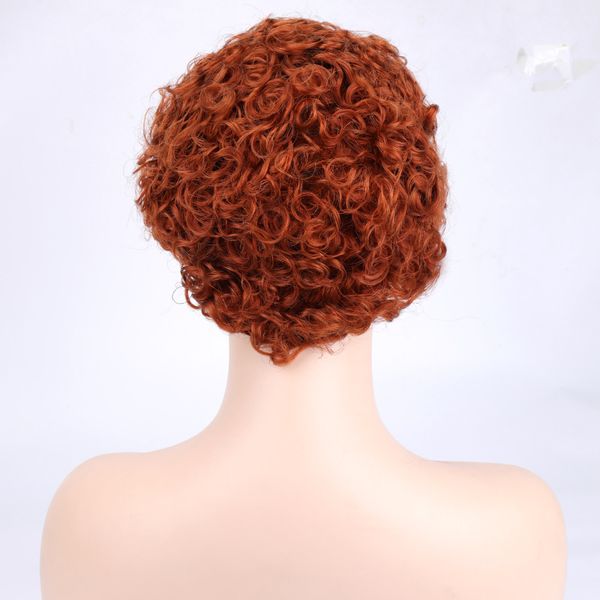

european and american fashion leisure wig set high-end real hair short curly hair temperament lady's head set human hair, Black;brown