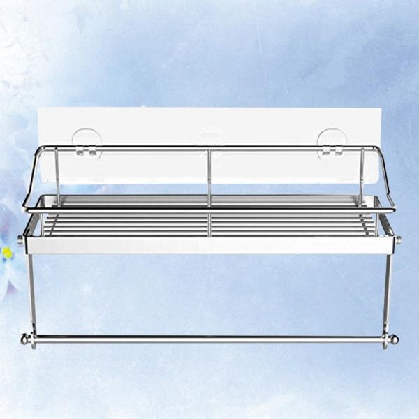 

toilet paper holders sticking roll wall rack self-adhesive decorative shelf carrier creative stainless steel container for bathroom kitchen