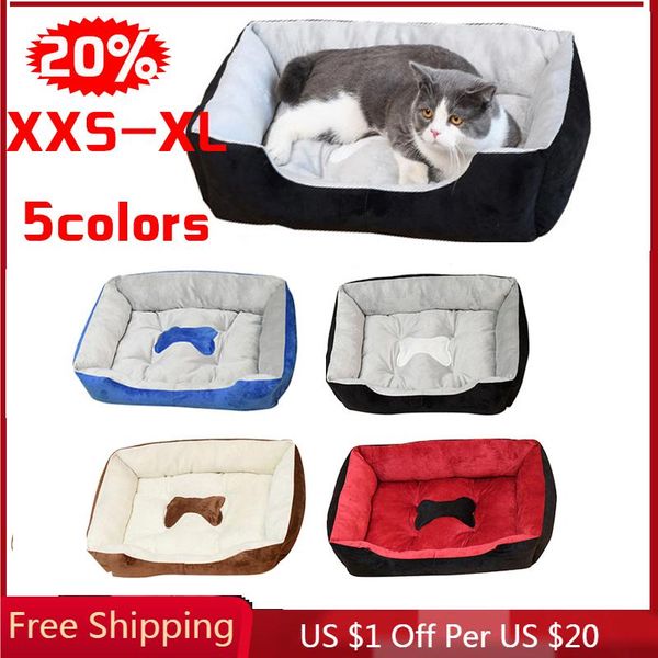 

bone pet bed dog warm mat cat house for small medium large dog washable soft house for cat puppy cotton kennel mat