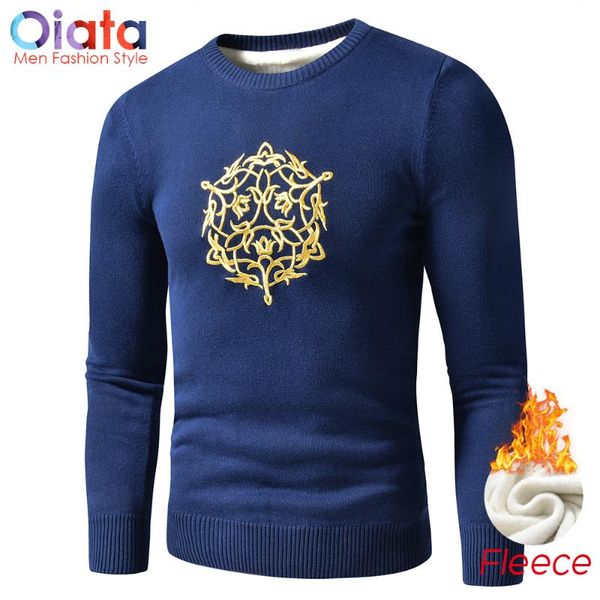 

oiata men 2021 spring new casual cotton fleece warm sweater pullovers jumpers men winter embroidery fashion thick sweaters coat, White;black