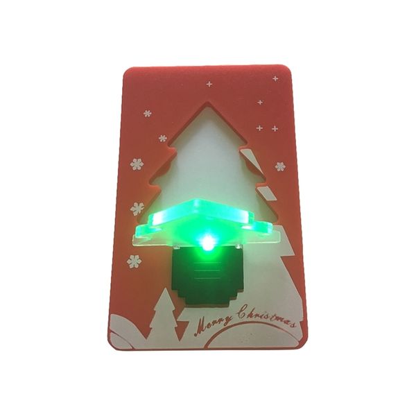 1 Stück Weihnachtsbaum-Kartenleuchte, tragbar (Visitenkartengröße), langlebig (3 Tage ununterbrochen an), anpassbar (gedrucktes Muster) 211104
