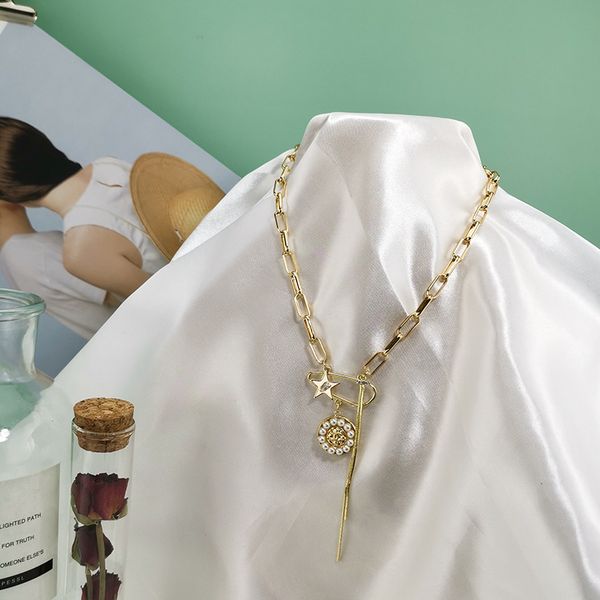 

european and american simple chain necklace pendant clavicle chain female ins new fashion women's choker, Silver