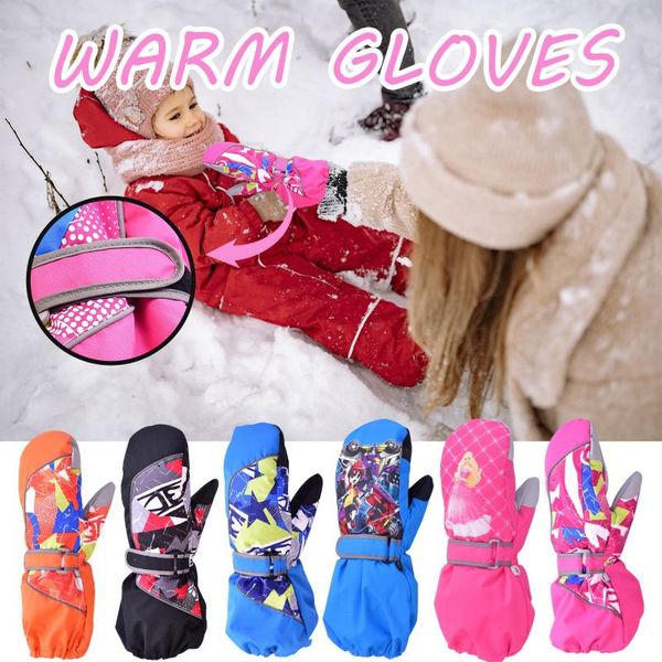 

cycling gloves children warm ski waterproof and finger winter work outdoor sports ice snow cold multi-purpose, Black