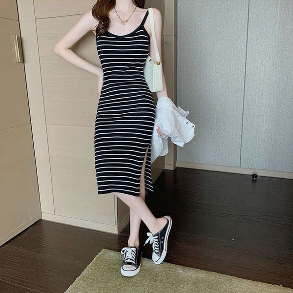 

2020 nightclub sling v-neck with small black skirt temperament slim knit dress, Gray