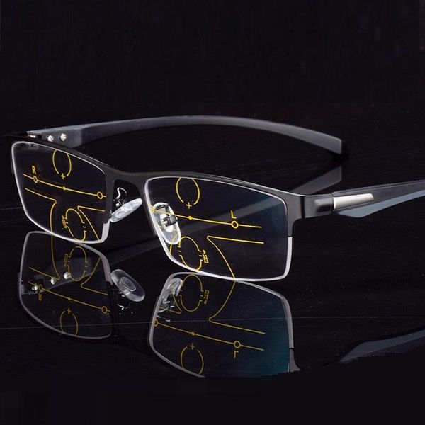 

fashion sunglasses frames est multifocal reading glasses half frame men metal women progressive bifocal anti blue ray presbyopic eyewears, Black