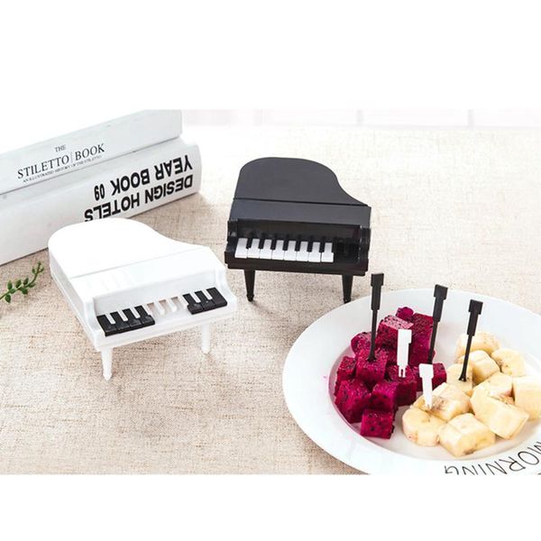 

10pcs/set fruit snack toothpick dessert forks picks tableware creative piano fruit forks