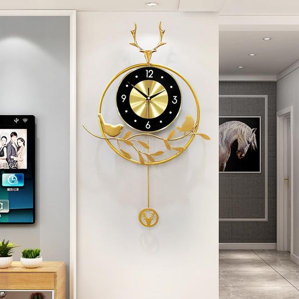 

wall clocks gold color large clock pendulum luxury metal modern design silent nordic orologio da parete home decor dl60wc