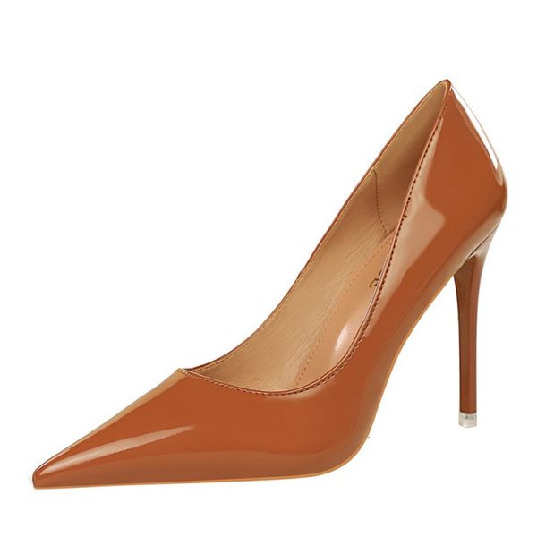 

european style ultra-high-heeled women's patent shallow mouth pointed female high-heeled shoes xsmz, Black