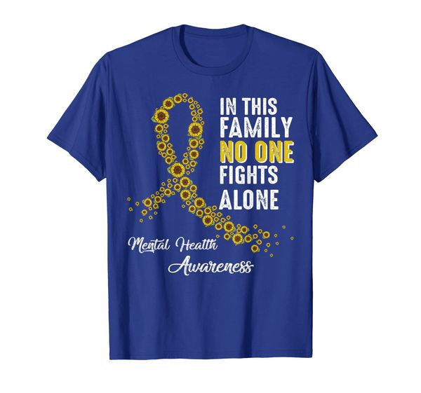 

in family no one fights alone mental health awareness tshirt, White;black