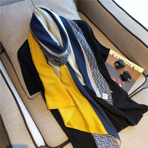 

gauze silk scarves for women in spring, autumn and winter, Blue;black