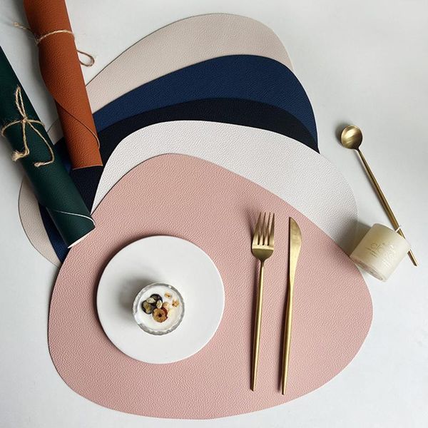 

mats & pads triangles insulation table mat set leather pad non slip coasters heat-resistant anti-scalding placemat household he