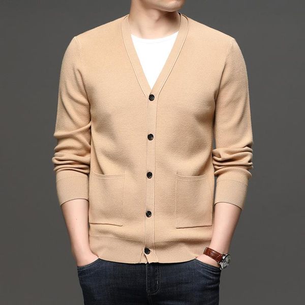 

men's sweaters 5 colors casual solid color sweater cardigan 2021 autumn thin coat classic style knitting, White;black