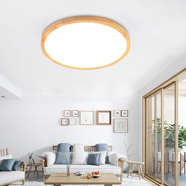 

ceiling lights wood light with remote control bedroom living room lamp ultra-thin round led indoor home dec