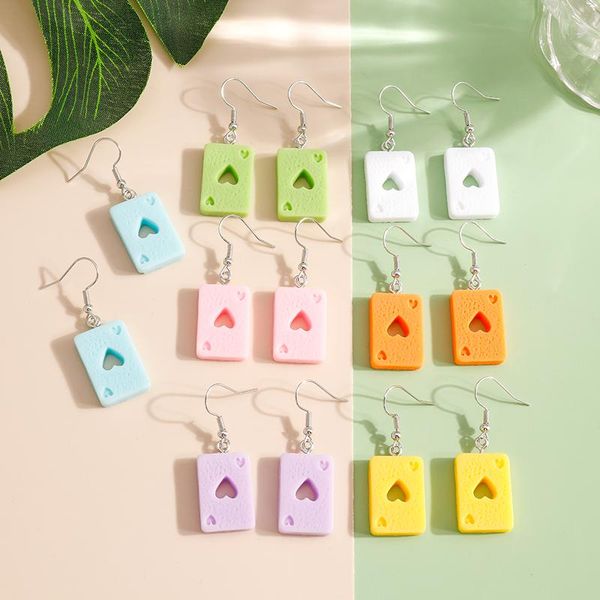 

dangle & chandelier creative playing card heart earrings for women colorful rasin hollow square dangel 2021 girls jewelry gifts, Silver
