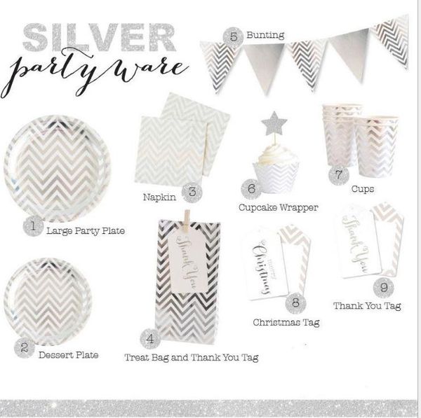 

disposable dinnerware 2021 silver stamping tablewares christmas year party paper plates cups birthday supplies
