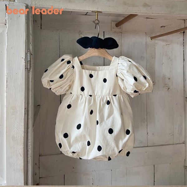 Urso líder verão toddler bebê macacão moda bolinhas meninas jumpsuits infantil roupa casual nascido roupas com bowtie 210708