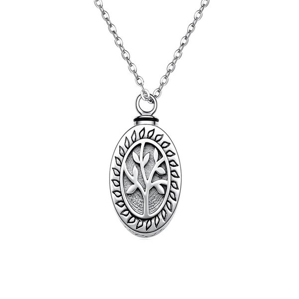 

oval tree of life cremation pendant necklace souvenir men and women can wear, Silver