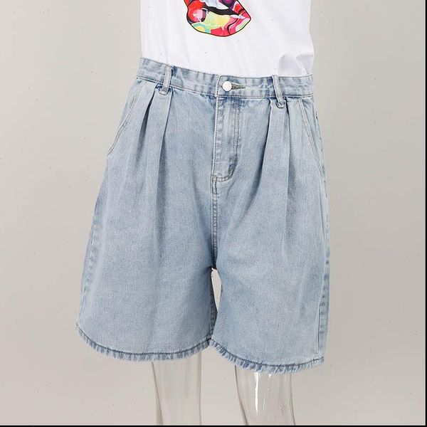 

2021 blue wide leg denim shorts women loose casual high waist short jeans female summer new fashion ladies clothes plus size 5xl, White;black