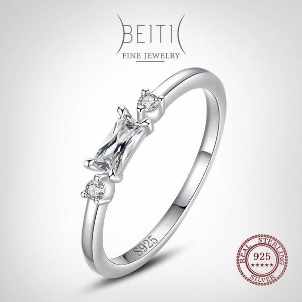 

cluster rings beitil 100% real 925 sterling silver sparkling zirconia finger for women minimalist fine jewelry 2021 style, Golden;silver