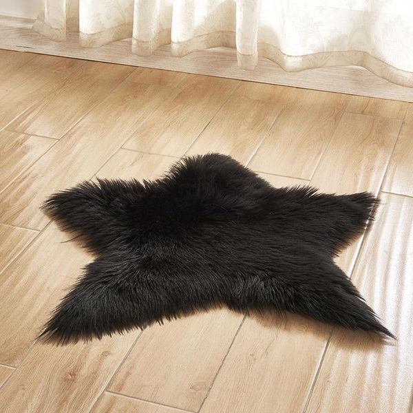 

carpets star shape artificial wool carpet sheepskin hairy faux mat seat pad fluffy soft area rug chair cover bedroom 60cm