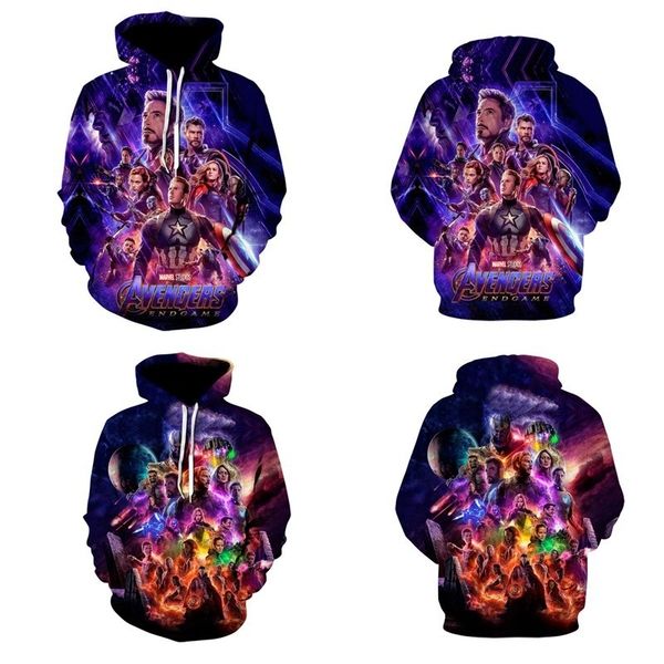 

2019 avenger alliance 4 final quantum battle clothes 3d printed long hooded men's sweater, Black