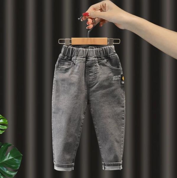 

jeans kids boys 2021 spring autumn children clothing baby trousers toddler boy casual pants gray size 90-130, Blue