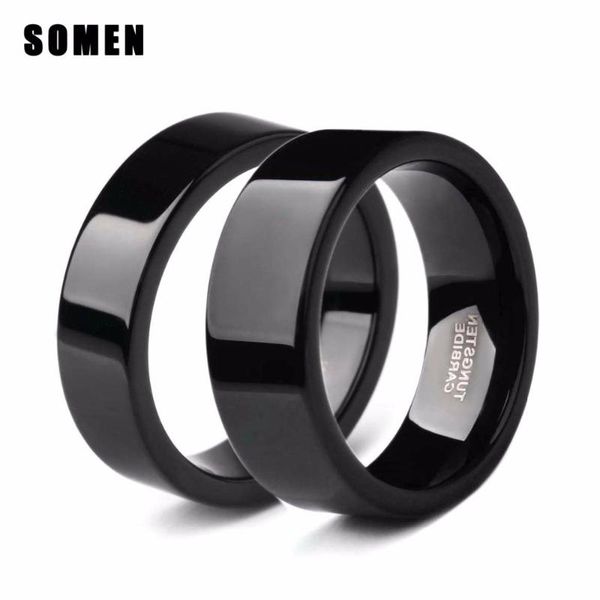 

wedding rings 2pcs 6mm/8mm pure black tungsten ring fashion couple engagement band anel de formatura marriage bridal jewelry, Slivery;golden