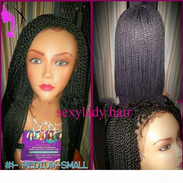 

180density synthetic senegalese 2x twist wig black brown burgundy ombre color braided lace front wig for black women with baby hair