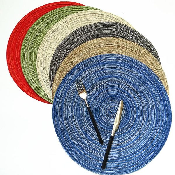 

mats & pads table mat ramie insulation pad solid round design placemats linen non slip kitchen accessories