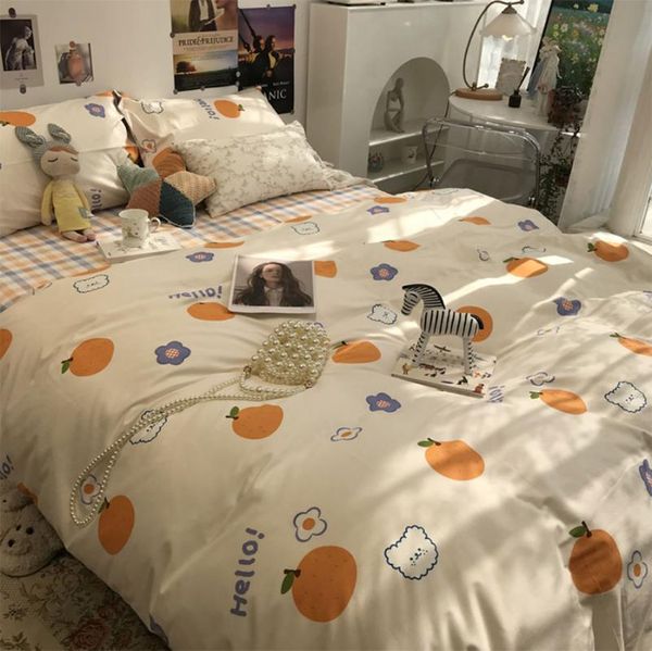 

bedding sets fashion cartoon bear orange set 1.2 1.5 1.8 teen,cotton twin full  home textile bed sheet pillow case duvet cover