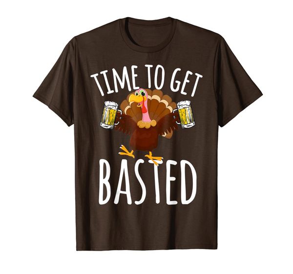 

time to get basted funny beer thanksgiving turkey gifts t-shirt, White;black