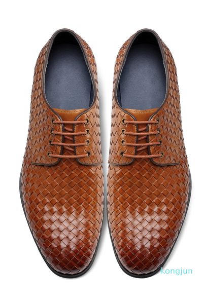 

designer- fashion men's leather shoes with braided calf leather lining with breathable pigskin rubber non-slip soles dress shoes, Black