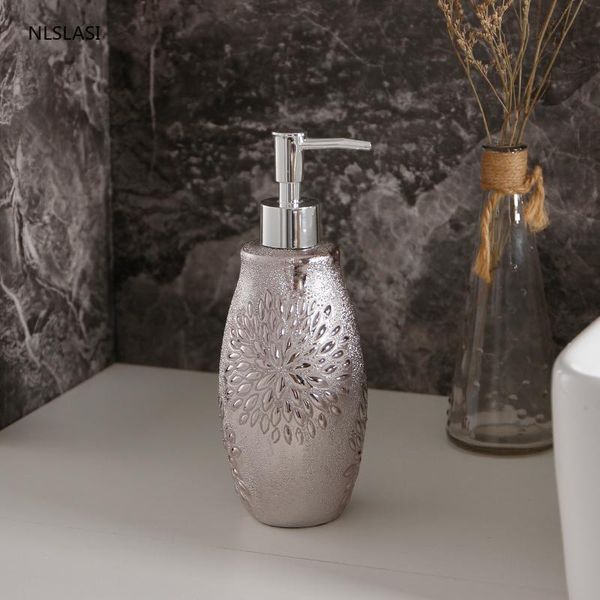 

liquid soap dispenser light luxury silver lotion bottle ceramic home hand sanitizer storage portable shampoo bottles 450ml