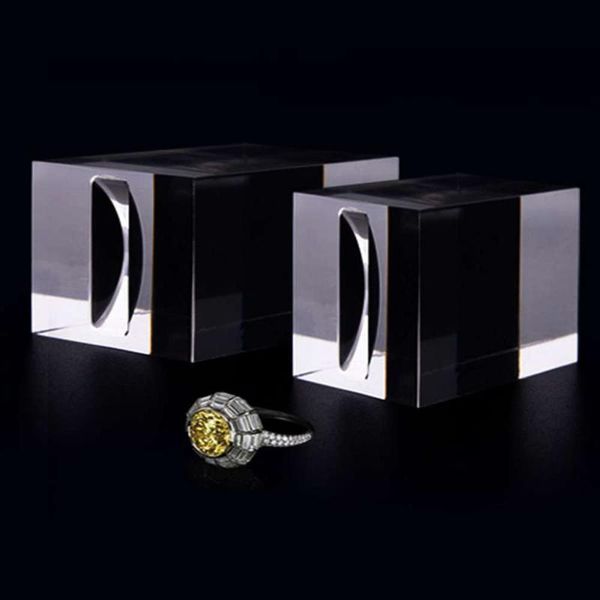 

hooks & rails acrylic jewelry ring display stand block platform holder showcase