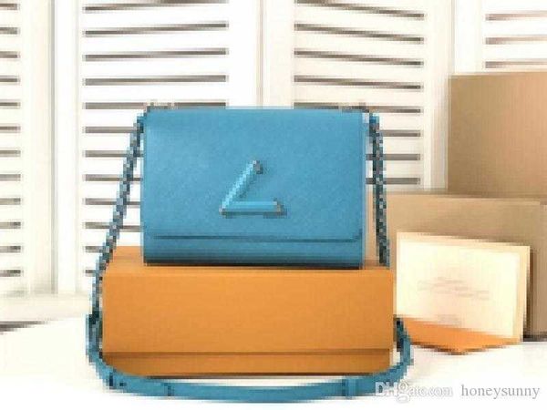 Çantalar tasarımcı bükülme çanta deri gm mm 2way omuz çantası zinciri cüzdan mavi boyut 23x 18 x 8cm