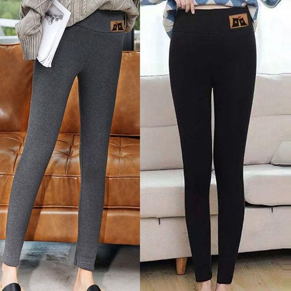 

yoga outfit leggings for fitness women's leggins push up autumn winter solid color workout home warm elastic waist plush trousers pants