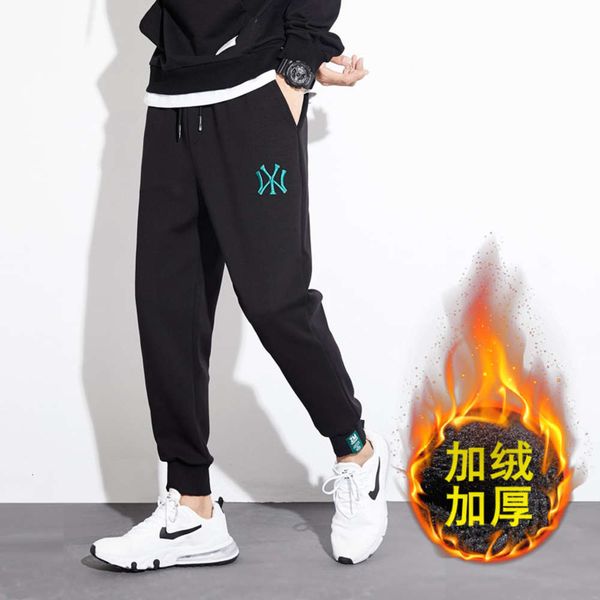 

casual superfine plush sports pants men's autumn and winter versatile loose capris fashion brand leggings, Black