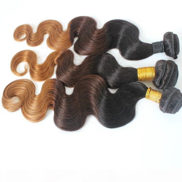 

3pcs lot peruvian hair bundles 3 tone 1b 4 27 color 100% human ombre hair weaving braiding hair, Black