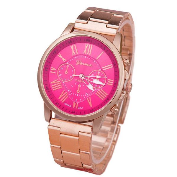 

wristwatches geneva three-eye steel watch double-layer fashion women's alloy, Slivery;brown