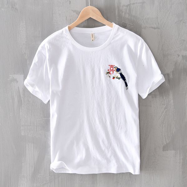 

2021 new vero novo estilo de manga curta casual t camisa masculina moda em torno do pescoo bordado camiseta para homens s 3fsk, White