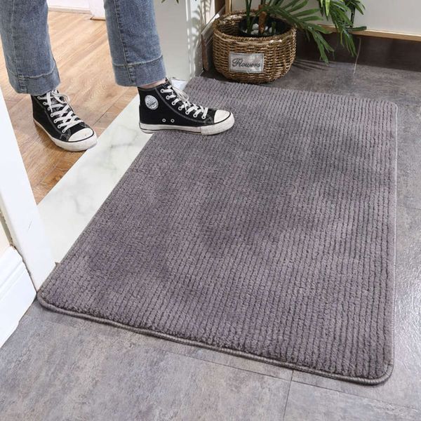 

selling porch solid color simple striped floor mat toilet bathroom door water absorption anti slip mat
