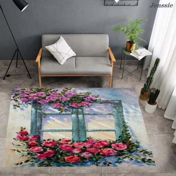 

carpets flower wall window 3d printing living room non-slip rug garden plant carpet for bedroom beautiful home decoration