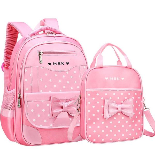 

school bags children bag girls fashion dot cute bow backpack for 6-12 year old kids lightweight bookbag the gift sac