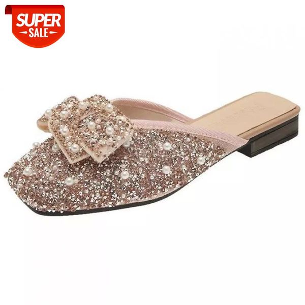 

ladies bling crystal diamond black pink dress flats womens bow sequins rhinestone glitter square toe zapatillas mujer casa #uy6r