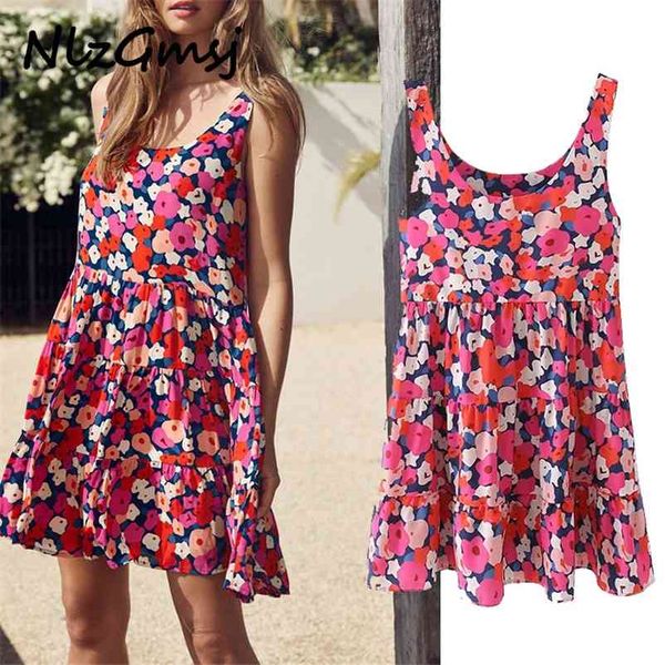 

dress women loose fashion elegant o-neck print spaghetti straps mini es 04 210628, Black;gray