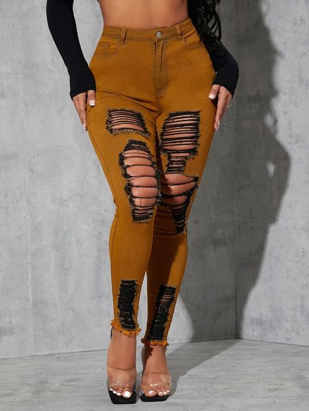 

sxy zipper fly contrast ripped raw hem skinny jeans m15x#, Blue