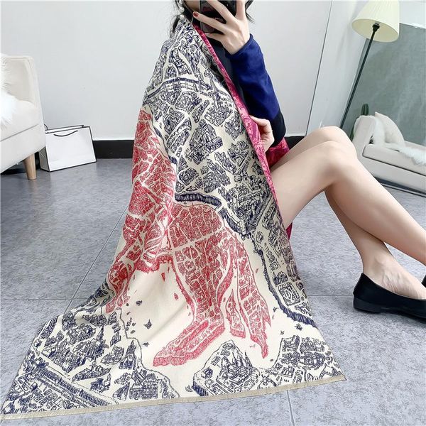 

scarves winter scarf fashion carriage cashmere blanket lady warm women's double-sided shawl thick bandana female pashmina, Blue;gray